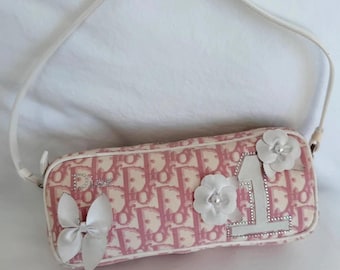Christian Dior pink & white Oblique canvas mini Pochette