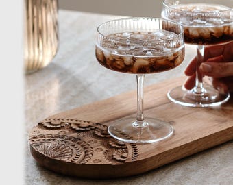 Hand-carved solid walnut serving tray - UNESCO-recognized craftsmanship | Flora - WAGA