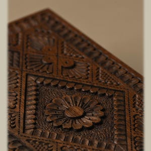 Hand-carved solid walnut wood jewelry box - UNESCO-recognized craftsmanship | Dunya - WAGA image 5