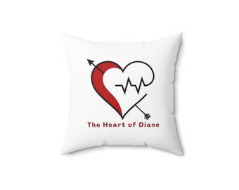 Herz mit Pfeil und EKG Kissen | Das Herz von Diane quadratisches Kissen