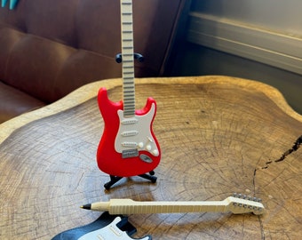 Classic 70's Red Electric Guitar Pen with Stand - Rock and Roll