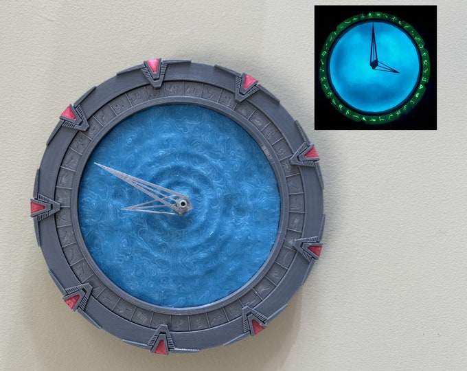phosphorescente - horloge murale de science-fiction inspirée de Stargate