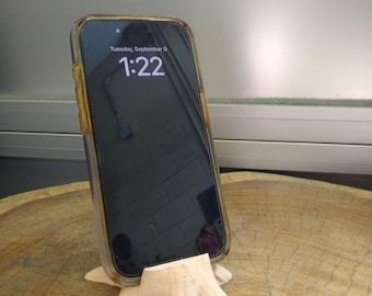 Rustic 3D Printed Wooden Phone Stand – Tree Stump Design, Unique Eco-Friendly Cellphone Holder for Desk & Nightstand