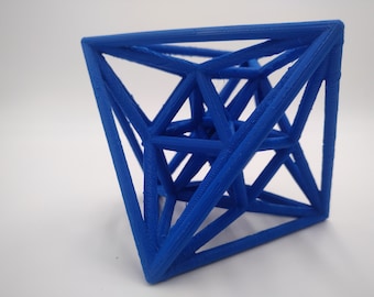 Figura tridimensional impresa en 3D de hiperdiamante de 24 celdas (negro)