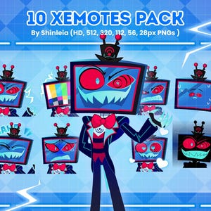 Vox Emotes Pack – Hazbin Hotel, Handgezeichnetes PNG für Twitch & Discord Media Overlord