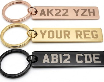 Personalised Number Plate Keyring, Custom Car Registration Keychain, New Driver Gift, Stainless Steel