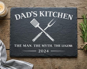 Personalised Slate Serving Board for Dad - Kitchen Legend Fathers Day Gift