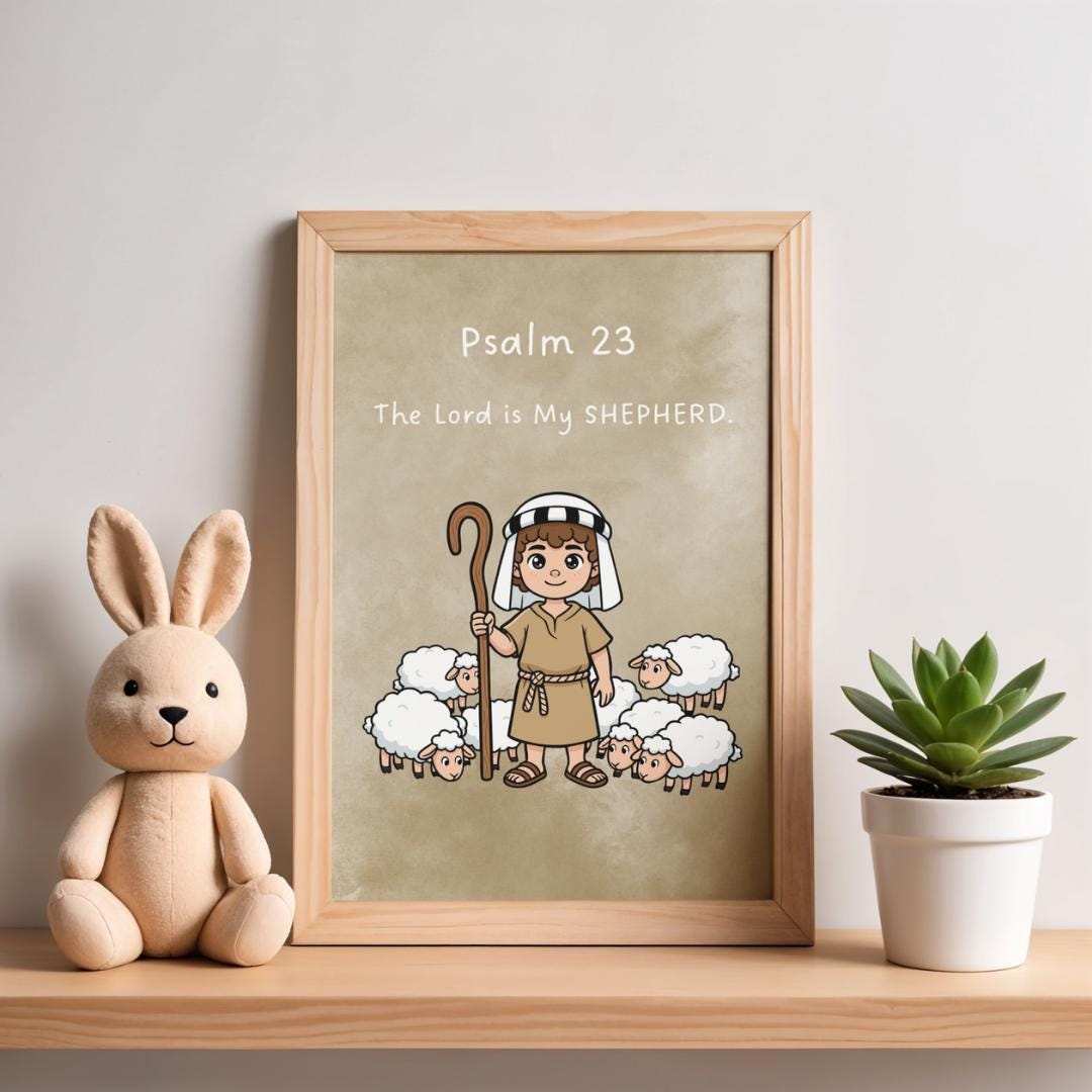 Psalm 23 for Children Tan Printable Wall Art | Shepherd Theme | Kids ...