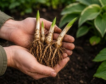 Hosta de raíz desnuda (paquete de 3) / Perenne de sombra colorida y poco común / Raíces de hosta vivas para plantar / Planta de jardín única / Decoración de jardín rústico
