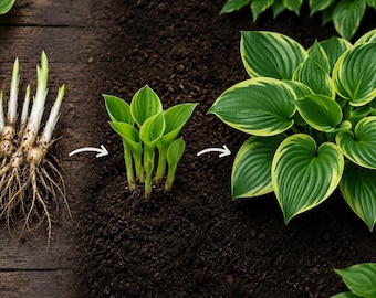 Hosta Bare roots (Pack of 3)– Colorful Heart-Shaped Foliage – Drought-Tolerant Perennial