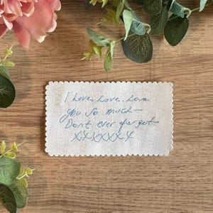Personalised Handwriting Wedding Dress Patch – Embroidered Keepsake, Something Blue Bride Gift