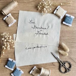 Custom UNFRAMED Handwriting Embroidery Keepsake - Personalised Handwritten Note Embroidered Gift - Handmade Memorial - Mothers Day