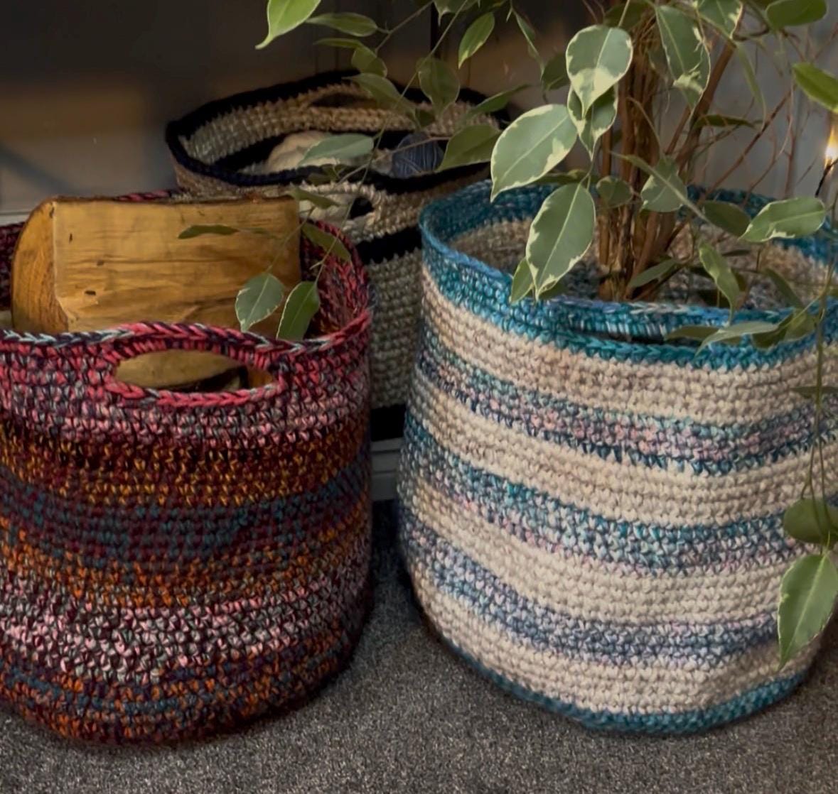 Infinity Basket Crochet Pattern Scrap Yarn