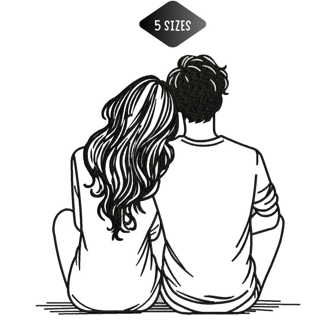 Couple Line Design Couple Line Art Embroidery Design, Minimalist Romantic Outline ...