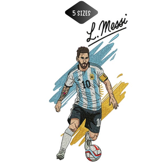 Soccer Legend Embroidery Design, Argentina World Champion Player 10 Embroidery File, Sports Football Star Signature File, Instant Download.