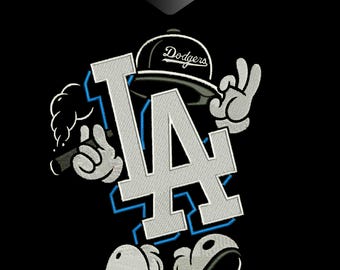 LA Dodgers Embroidery Design, Streetwear Los Angeles Machine Embroidery Pattern, Retro Cartoon Baseball Stitch File, Instant Download.