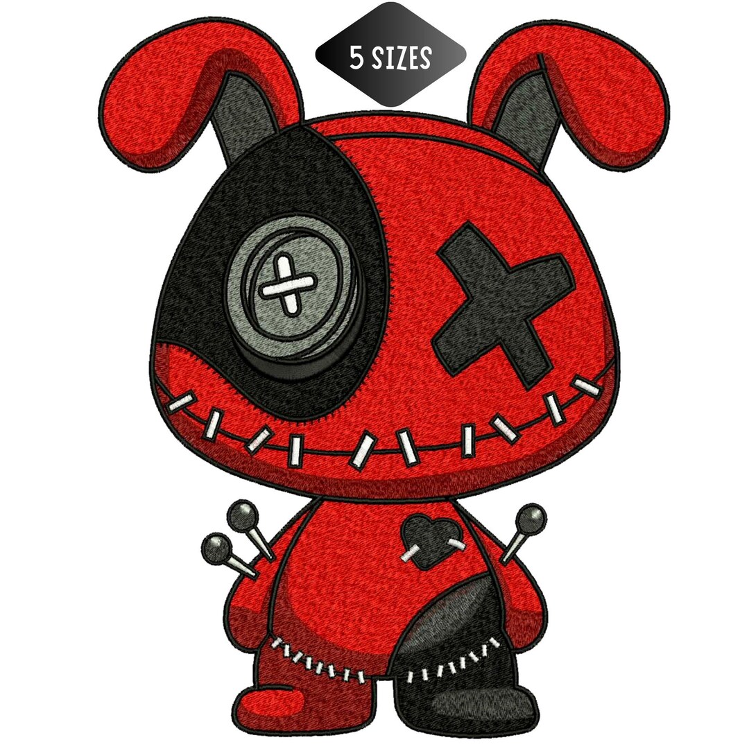 Voodoo Bunny Embroidery Design, Pastel Goth Rabbit Urban Machine ...