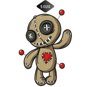Voodoo Doll Embroidery Design, Cute Gothic Halloween Machine Embroidery Pattern, Creepy Spooky Stitch File, Instant Download.