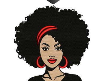 Afro Woman Embroidery Design, Natural Hair Melanin Machine Embroidery Pattern, Black Girl Magic Afrocentric File, Instant Download.