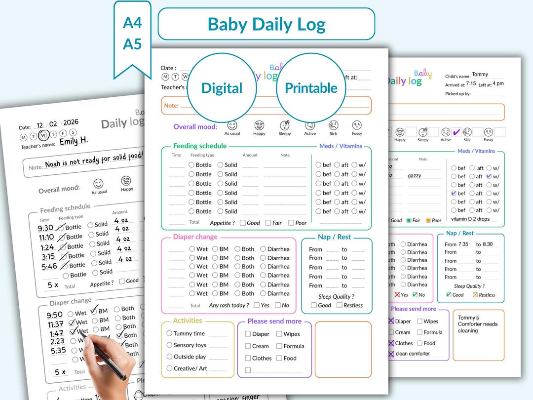 Baby Daily Log Printable Digital | Infant Daily Report | Feeding Sleep ...