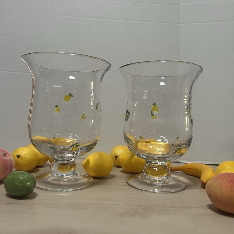 Anthropologie Penelope Hand Blown Glass Pineapple Icon Vase Hurricane Set Of 2 image 7