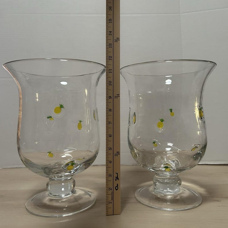 Anthropologie Penelope Hand Blown Glass Pineapple Icon Vase Hurricane Set Of 2 image 2