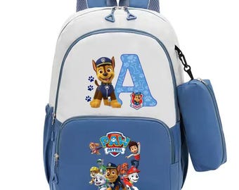 Mochila personalizada de PAW Patrol, mochila escolar con letra personalizada, mochila para niños pequeños Chase Skye Marshall
