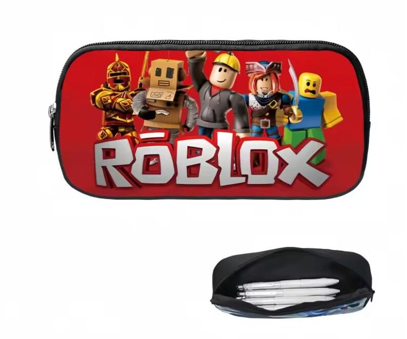 Estuche para lápices de Roblox – Estuche para lápices estilo cubo pixelado – Organizador de útiles escolares para niños con temática de videojuegos Rojo