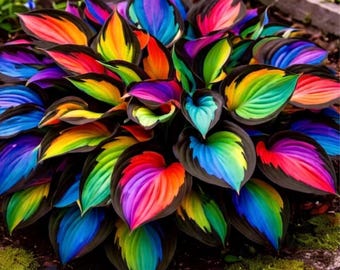 Bulbos de Hosta Arcoíris (Paquete de 4) / Planta perenne de sombra / Rizomas de Hosta coloridos / Plantas de jardín de fácil cultivo