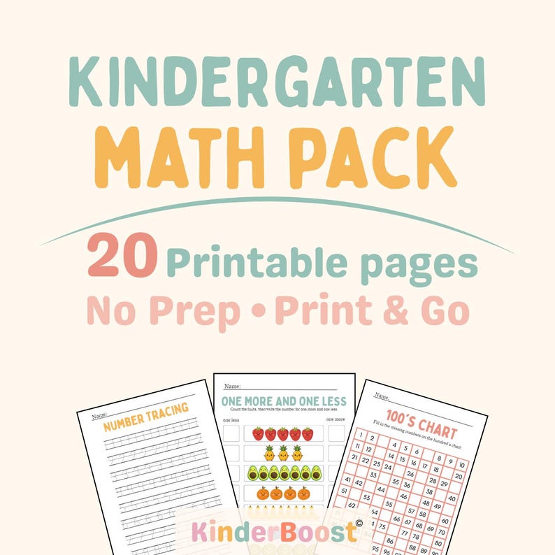 Kindergarten Math Pack | 20 Printable Worksheets | No-prep Math ...