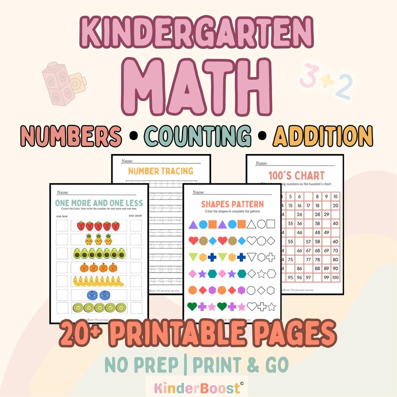 Kindergarten Math Pack | 20 Printable Worksheets | No-prep Math ...