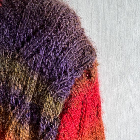 Large, Hand knitted, Multicolor, Pullover Sweater - image 5