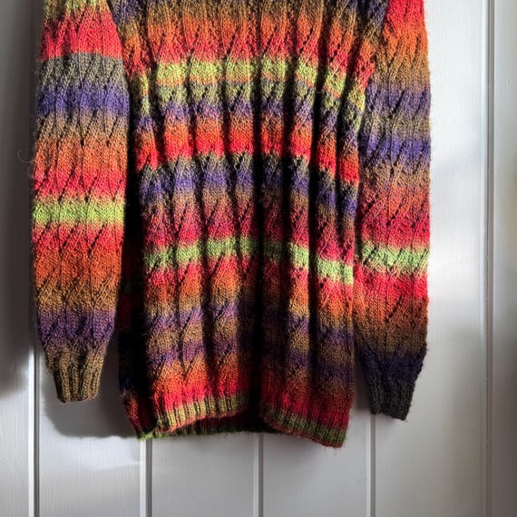 Large, Hand knitted, Multicolor, Pullover Sweater - image 10