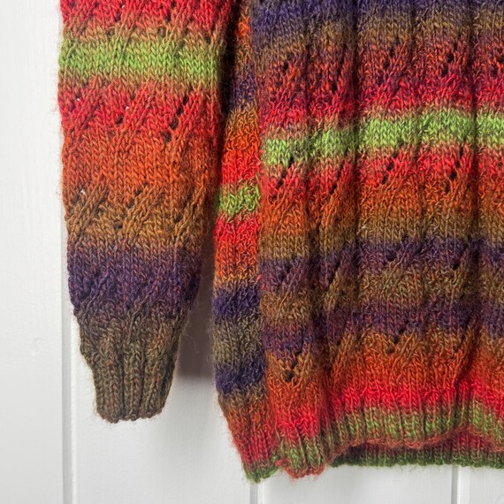 Large, Hand knitted, Multicolor, Pullover Sweater - image 9