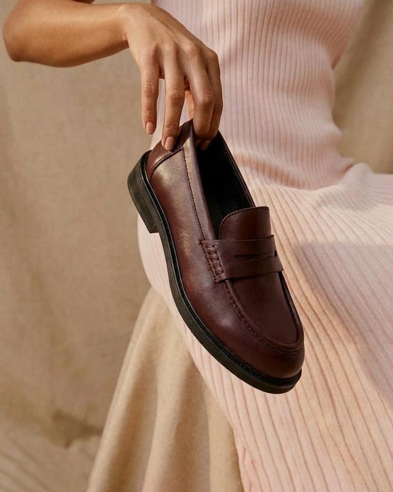 Mila Leather Burgundy Loafers