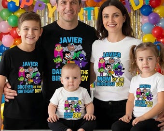 Character Family Birthday Shirts, T, Family Matching Birthday T-shirt Teen Titan Go Birthday Shirt Personalized Name and Age T-Shirt