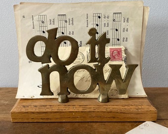 do it now Vintage Desktop Office Organizer 70's Brass Paper Bill File Sorter Home Office Supply Decor