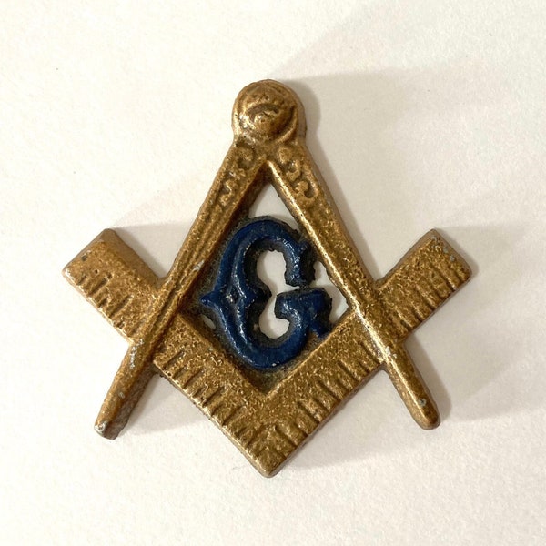 Vintage Masonic Freemason Emblem: Small Cast Metal Applique, Knights Templar, Fraternal Origination Stone Mason