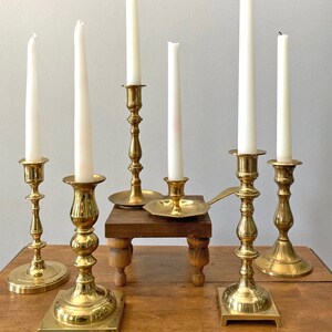 Vintage Brass Candlestick Collection: Romantic Wedding Table Decor, Set of 6