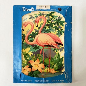 MCM Pink Flamingo Meyercord Water Decals Retro Vintage Craft Supply