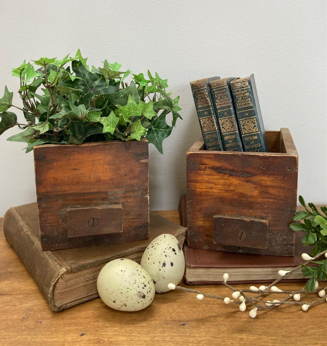 2 Old Rustic Wooden Drawer Boxes Farmhouse Storage Display - Etsy
