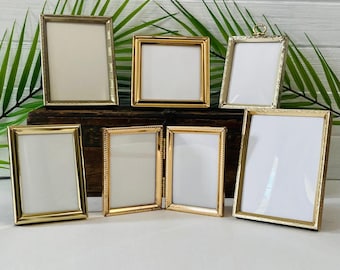 Retro 60&#39;s Metal Tabletop Easel Back Picture Frames Family Friends Lovers School Silver Gold Photo Small Frames Choice