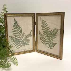 60s Gold Metal Double 5x7 Frames: Decoratively Embossed - Tabletop