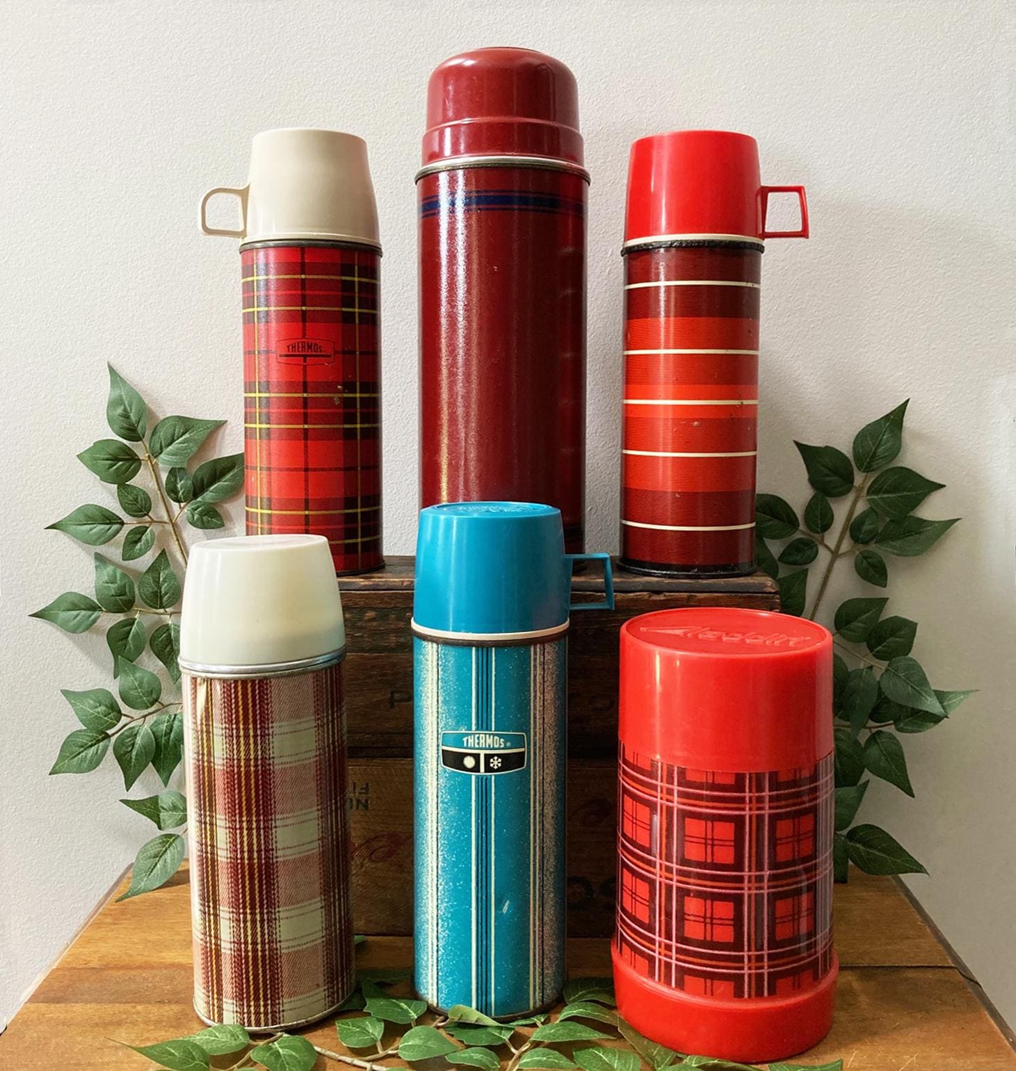 Stainless Steel Red Plaid Plaid Coffee Thermos Vintage Green Plaid