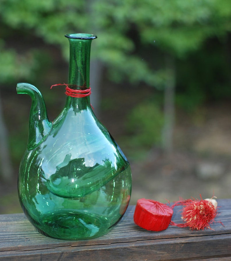 Vintage Princess House Hand Blown Green Italian Wine Chiller Etsy