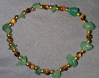 Pulsera elástica de aventurina y ojo de tigre
