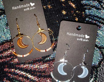 Pendientes de luna con halo (conjunto para amigas o individual)