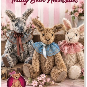 Può includere: Tre peluche a forma di coniglio Old World da 25,4 cm con pelliccia testurizzata grigia, marrone e beige. Ogni coniglio indossa un colletto di pizzo decorativo con un nastro. L'immagine include il testo 10" OLD WORLD BUNNY, Teddy Bear Necessities e Bear Necessities.