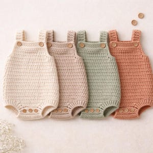 Crochet Baby Romper Pattern, Beginner Bodysuit, 0-12 Months (PDF Pattern)