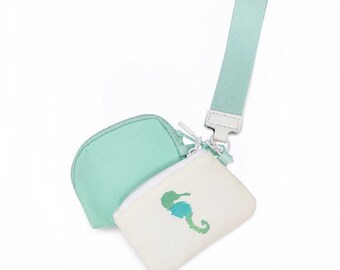 Coastal Seahorse Dual Pouch Wristlet-Hand Painted